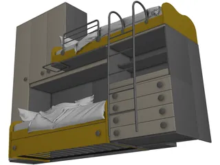 Bunk Bed Dual 3D Model preview