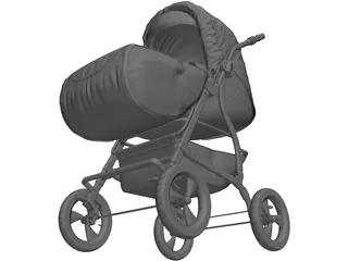 Baby Stroller 3D Model preview