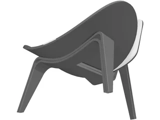 Hans J Wegner Three Legged Chair 3D Model preview