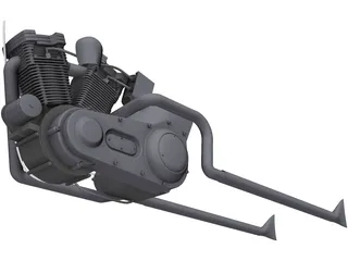 Harley-Davidson Softail Engine 3D Model preview