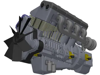 Turbo Diesel Engine 3D Model preview