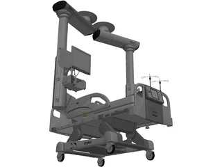 Hospital Bed 3D Model preview