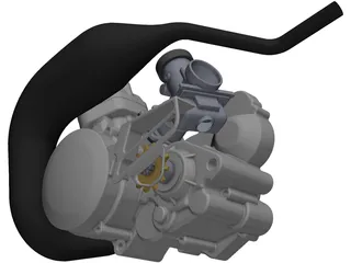 Two Stroke 125cc Engine 3D Model preview
