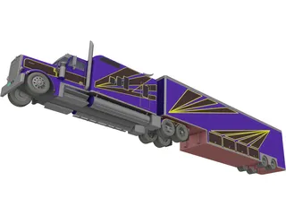 Kenworth W900 Custom with Trailer 3D Model preview