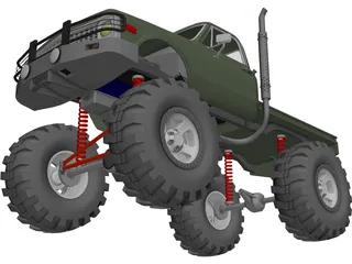 Chevrolet 4x4 Green Machine Pickup (1960) 3D Model preview