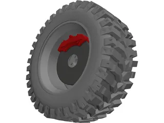 Offroad Tire/Wheel 3D Model preview