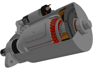 Starting Motor Cutway 3D Model preview