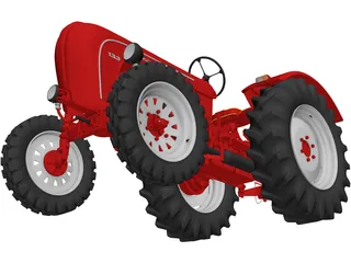 Porsche Diesel Tractor P133 (1956) 3D Model preview