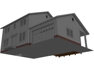Colonial Style House 3D Model preview