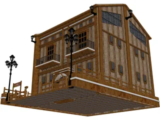 Wooden House 3D Model preview