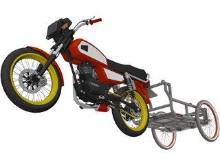 Honda ML 125 with Trailer 3D Model preview