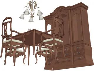 Dining Set 3D Model preview