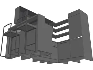 Kitchen with Sink 3D Model preview