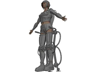 Woman Warrior Futuristic 3D Model preview