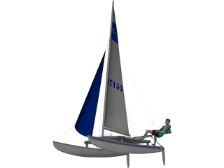 HobieCat 14 Turbo Racing Catamaran 3D Model preview