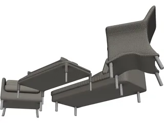 Rattan Set 3D Model preview