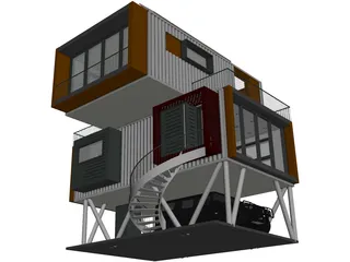 Shipping Container Home 3D Model preview