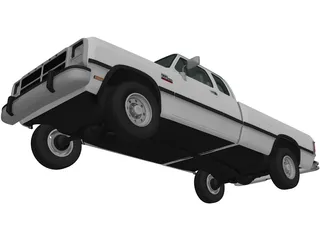 Dodge Ram Club Cab (1991) 3D Model preview