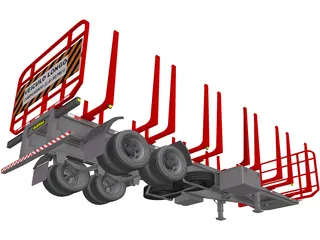 Wood Trailer 3D Model preview