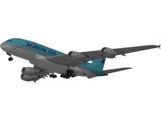 Airbus A380 Korean Air 3D Model preview