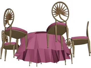 Table and Chairs 3D Model preview