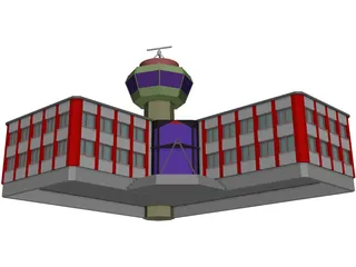 Control Tower with Airport Building 3D Model preview