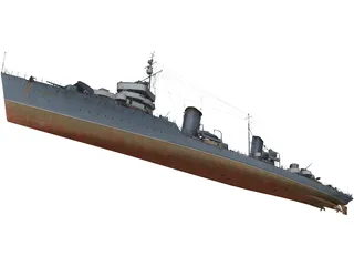 Soviet destroyer Leningrad 3D Model preview