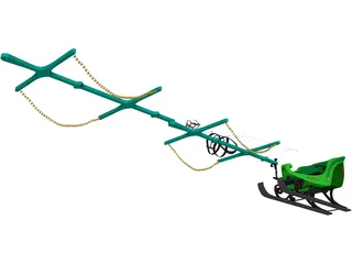Santa Sleigh 3D Model preview
