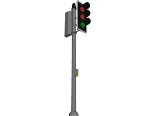 Short Traffic Light 3D Model preview