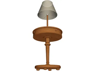 Rounded Table with Lamp 3D Model preview