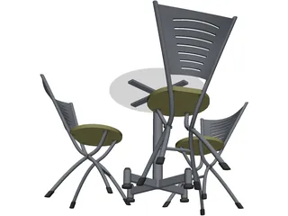 Table and Chairs 3D Model preview
