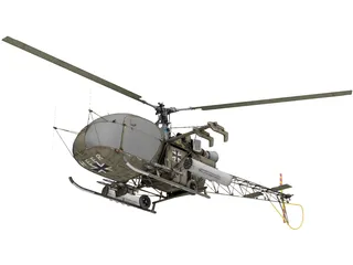 Aerospatiale SA 313B Alouette II 3D Model preview
