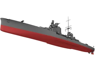 Heavy Cruiser Warship 3D Model preview