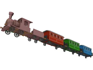 Ancient Train 3D Model preview
