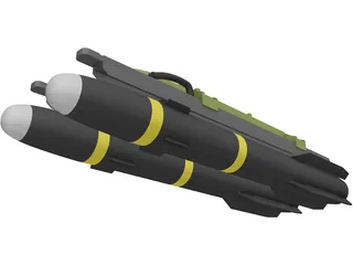 Hellfire Missile with Launcher 3D Model preview