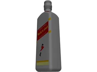 Red Label Bottle 3D Model preview