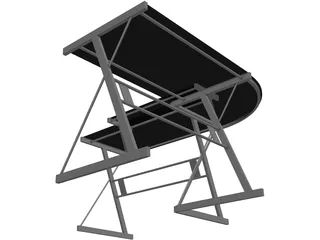 Black Metal Desk 3D Model preview