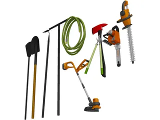Garden Tools Collection 3D Model preview