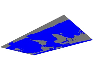 World Earth Flat with States 3D Model preview