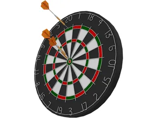 Dart Board with Darts 3D Model preview