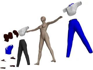 Woman [+Clothes] 3D Model preview