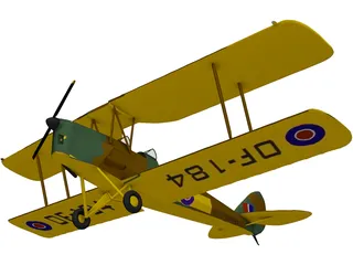de Havilland DH-82A Tiger Moth 3D Model preview