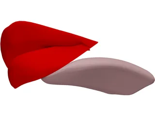 Female Mouth and Tongue 3D Model preview