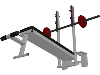 Declined Press Bench 3D Model preview