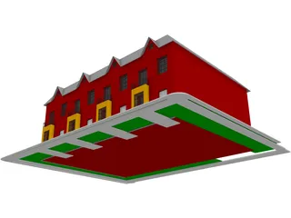 St. Louis-style Homes or Apartments 3D Model preview