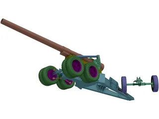 M1 Gun (155 mm) 3D Model preview