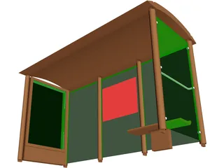Bus Shelter 3D Model preview