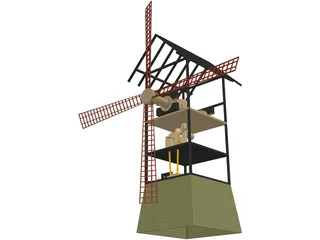Windmill Wood 3D Model preview