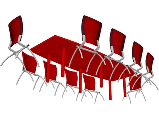 Knoll Conference Table and Chairs 3D Model preview