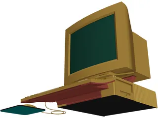 Computer Desktop with Mouse 3D Model preview